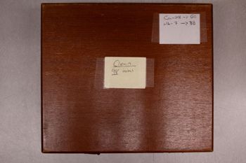 Media type: image;   Special Collections 3481 documents cataloged_item 3482 Description: Digital photo of Northcutt box to document exterior and interior text.;